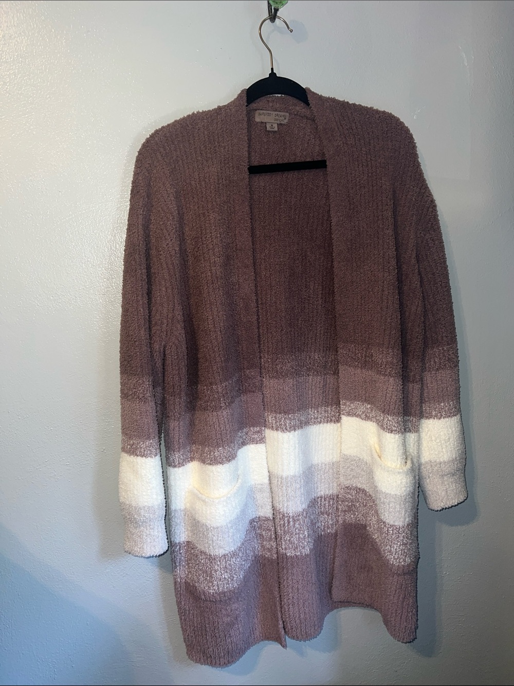 Barefoot Dreams Cozy Striped Open-Front Cardigan Sweater